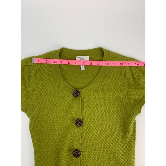 Milly Green Sweater with Brown Buttons Size SP - Picture 5 of 7